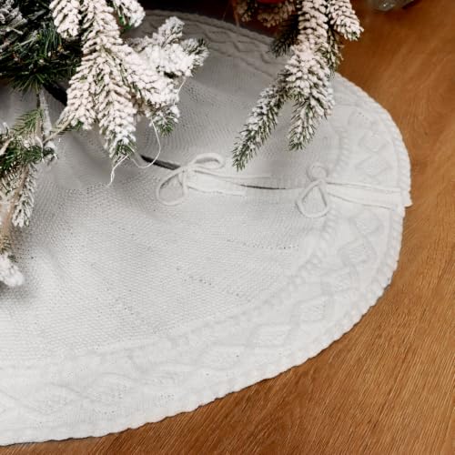 CCINEE White Christmas Tree Skirt 36 Inch Farmhouse Rustic Holiday Decor