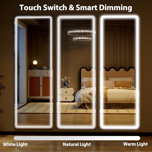 60" x 16" Rectangle Full Length Mirror with Lights for Bedroom