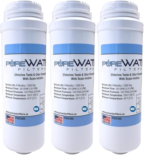 PureWater Filters KQ8 PW5486 Water Filter Cartridge Pack of 3 for Keurig Brewers