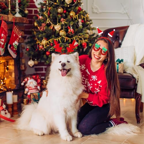 Christmas Headbands & Glasses Set - Holiday Costume Accessories for Parties