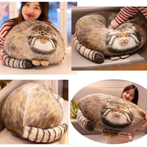 Steppe Cat Plush, Cat Stuffed Animal 18inch, Pallas Cat Plush Pillow, Cute Plushies for Girls, Soft Plush Pillow, Throw Pillow Doll Decoration Doll Gift for Kids Boys Party Christmas