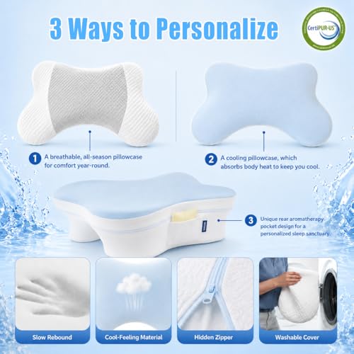 MONSAO Side Sleeper Pillow with Arm Hole - Ergonomic Memory Foam Neck Support