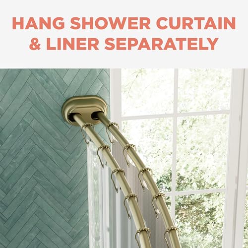 Zenna Home Gold Double Curved Shower Curtain Rod 50-72 Inch No Drill Tension Mount