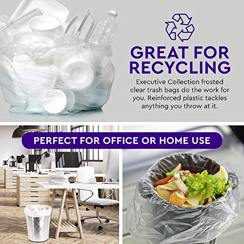 Clear Trash Bags 7-10 Gallon Bulk Pack 1000 Count - Medium Garbage Liners for Kitchen, Office, Bedroom - 8 Microns