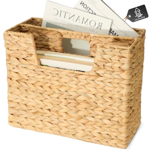 Wicker Magazine Basket Water Hyacinth Handwoven Storage Organizer