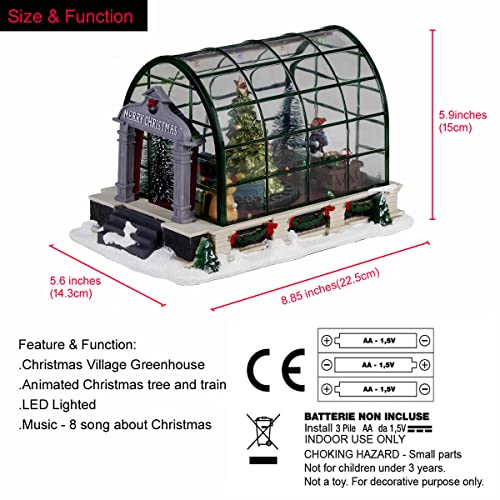 InnoDept12 Animated Lighted Christmas Village Greenhouse Decor