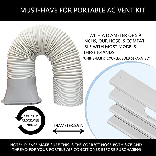 Portable Air Conditioner Vent Kit with Hose & Adjustable Window Seal