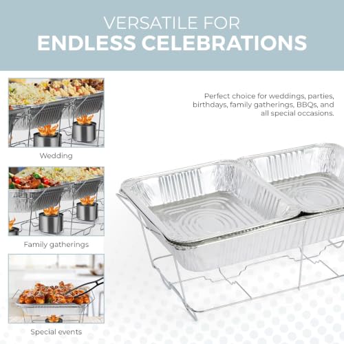 Alpha Living Complete 33-Pc Disposable Chafing Dish Buffet Set with Racks & Covers - Catering & Event Food Warmers