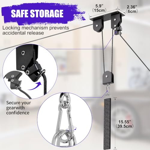Heavy Duty Bike Hoist 2-Pack for Garage Storage, Supports 170 lbs
