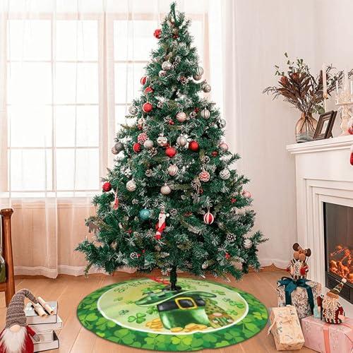 XYSKINO Green 30-Inch Gnome Christmas Tree Skirt for Holiday Decor