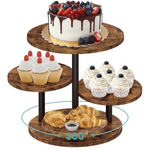 Rustic Brown 4-Tier Round Cupcake Tower Stand for 50 Cupcakes & Desserts