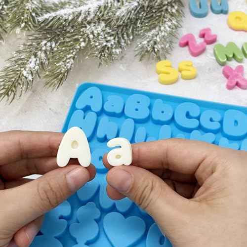 Letter Chocolate Silicone Molds, Number Candy Molds for Cake Decorations, Gummy Bear Mold Silicone with Scraper (letter number molds 002)