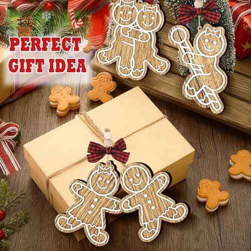 3 Pcs Funny Christmas Ornaments Adult 2025 Gingerbread Man Wooden Naughty Dirty Christmas Tree Ornaments Inappropriate Dirty Gingerbread Xmas Ornament Unique White Elephant Funny Exchange Gag Gift