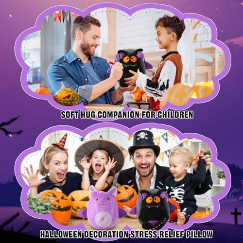 Reversible Bat Stuffed Animal, Soft Bat Plushies Pillow with Zipper, Cute Reversible Plushie Halloween Doll, 2-in-1 Christmas Birthday Gift Decorations for Boys Girls Kids