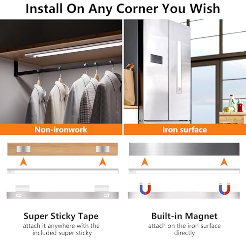 24 Inch Rechargeable LED Under Cabinet Light - 106 LEDs, 3 Color Modes, Silver - 1 Pack