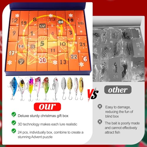 Blue Christmas Fishing Advent Calendar – 24 Days of Lures & Baits for Men