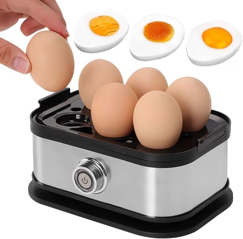 Rapid Egg Cooker - Electric 6-Egg Capacity | Soft, Medium, Hard Boiled & Poached Eggs, Auto Shut-Off, BPA Free