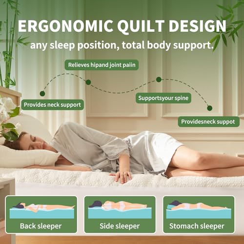 Secgo King Waterproof Mattress Topper - Breathable Rayon Bamboo Bed Protector, Deep Pocket Fit 8-21", White