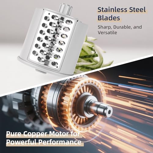 Electric Vegetable Slicer and Cheese Grater - Multifunctional Rotary Cutter with 4 Stainless Steel Blades