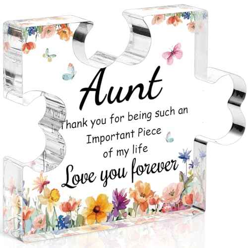 Funnli Aunt Gifts Acrylic Plaque, Mothers Day Birthday Christmas Gifts for Aunt Auntie, Aunt Birthday Gifts from Niece Nephew, Best Aunt Ever Gifts 3.35 x 2.76 Inch Desk Decorations