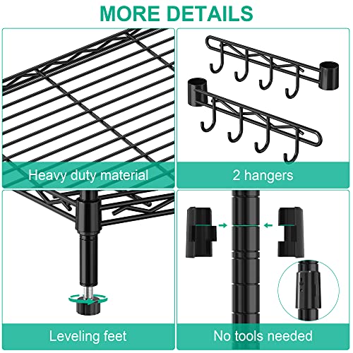 5-Tier Rolling Storage Shelf with Wheels - Metal Wire Shelving Unit