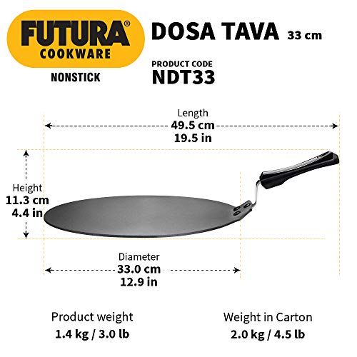 Hawkins Futura 13-Inch Nonstick Dosa Tava – Heavy Gauge Aluminum, Even Heating