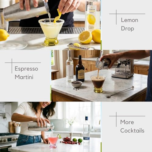Colored Stemless Martini Glasses Set of 6 - Home Bar Cocktail Cups - Variation of Martini Glass