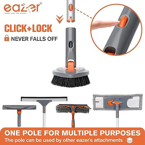 Eazer 4-in-1 Telescopic Bathroom Scrubber with Replaceable Heads — Long Handle Shower & Tub Cleaner