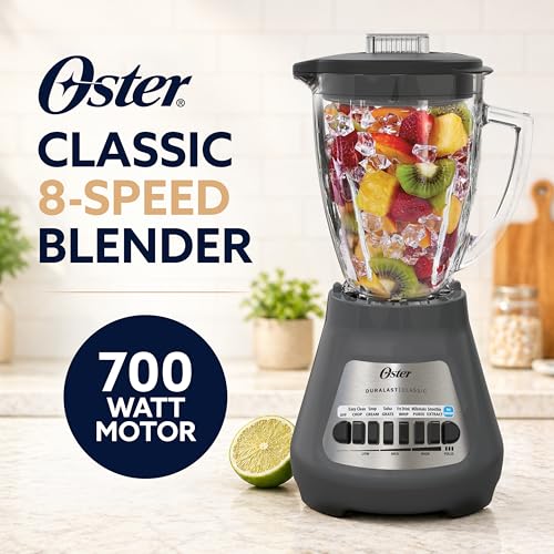 Oster Classic Series 8-Speed Blender with 6-Cup Glass Jar, Gray