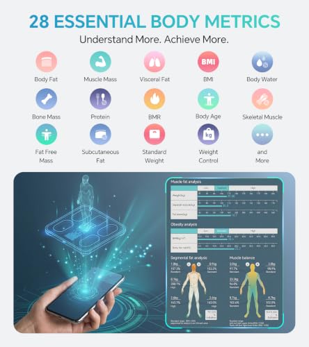 ZenVid Smart Body Scale with 8 Electrode Dual-Frequency BIA - Black
