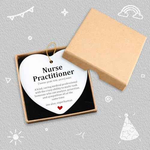 Nurse Practitioner Gifts for Women Hanging Ornament NP Graduation Gifts Nurse Appreciation Thank You Nurses Week Gift Medical Assistant Gift Hialektur Christmas Ceramic Heart Keepsake