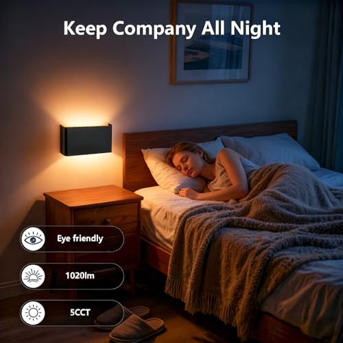 Black 4 Pack Modern 15W LED Wall Sconces with Up Down Lights, 11.02in