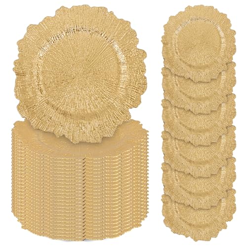 24 Pcs Gold Reef Charger Plates 13-inch Decorative Tableware Set