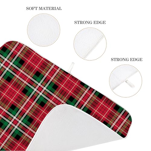 OFIRD Christmas Dish Drying Mat 18x24 in, Red Green Plaid — 24x24 Variant Included