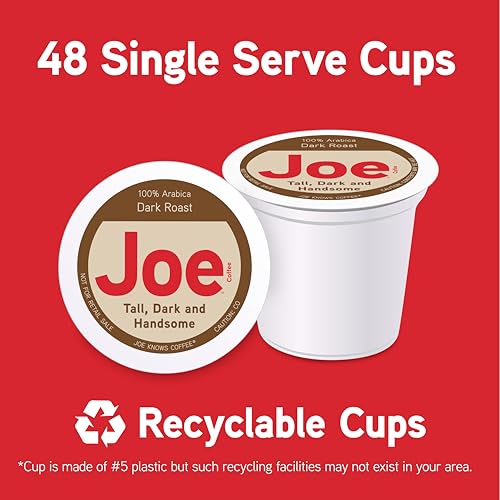 Joe Knows Coffee Tall Dark and Handsome Single Serve Coffee Cups - 48 Count - Compatible with K-Cup Brewers