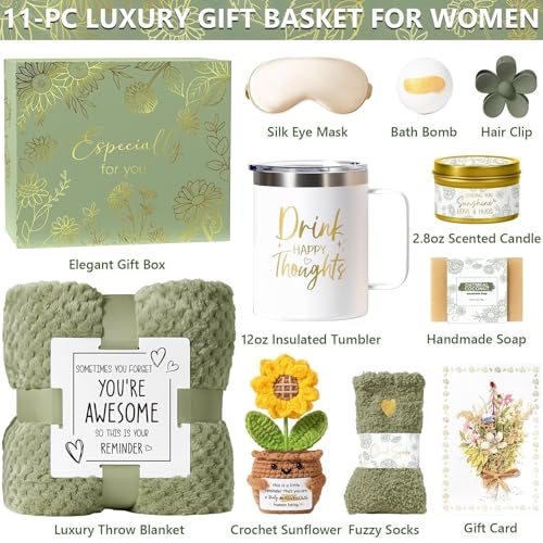 MAYICIVO Sage Green Spa Gift Basket for Women - Self Care Birthday & Get Well Gifts