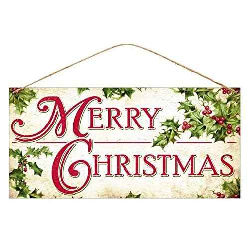 Craig Bachman 12" Tin Sign: Merry Christmas Holly - Metal Christmas Door Wreath Accent Sign MD0377