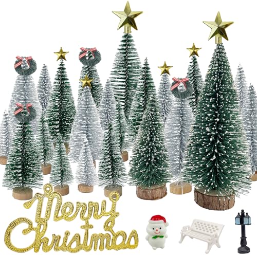 NotiGat Mixed Color Mini Bottle Brush Christmas Trees - 36pcs Tree Village Set