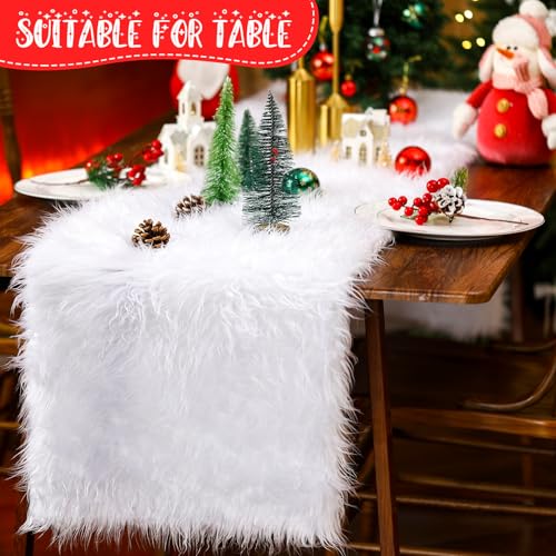 Drydiet 1.3 x 4.9 ft Thick Fluffy Snow Blanket for Christmas Village White, 40 x 150 cm