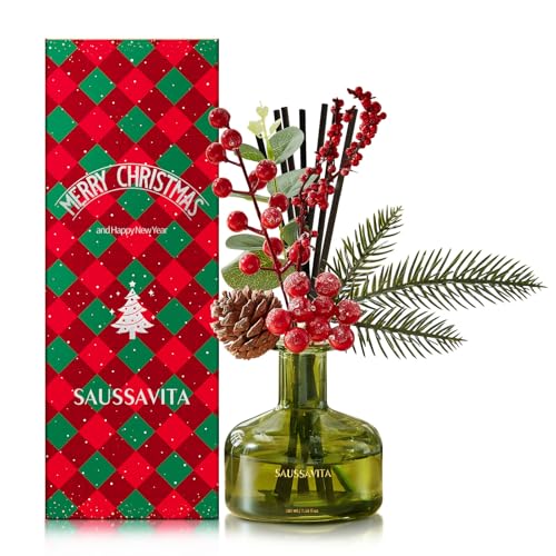 Flower Reed Diffusers Set, 7.10 oz Christmas Cedar Scented Diffuser