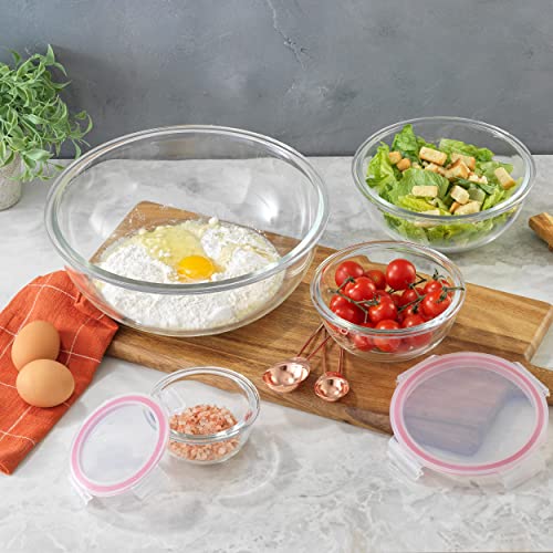 JoyFul Glass Mixing Bowl Set With Airtight Lids