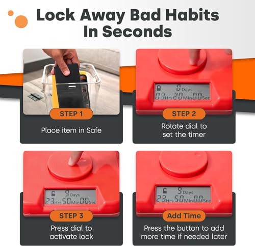 Medium Kitchen Safe Time Locking Container with White Lid & Clear Base