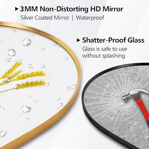 48"x16" Gold Oval Full Length Wall Mirror - Explosion-Proof Frame, Modern Bedroom & Living Room Decor
