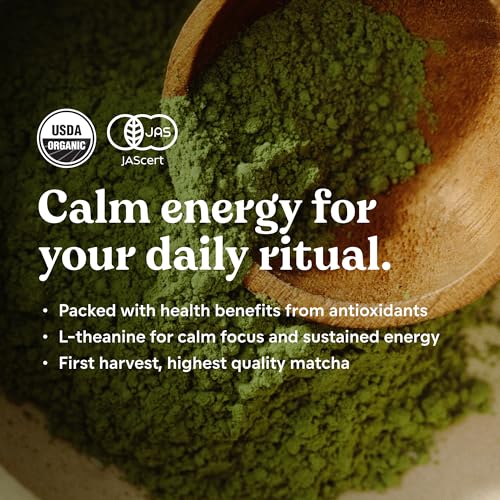 Ceremonial Grade Matcha Green Tea Powder Tin - 30 Servings, Organic from Japan, Sifted for Barista Style Preparation