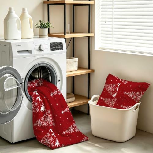 EDGZKO Red Christmas Santa Claus Comforter Set Full - Elk Holiday Bedding