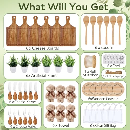 Baby Shower Prize Set - 6 Acacia Square Shaped Cheese Boards & Gift Items - Wishfond