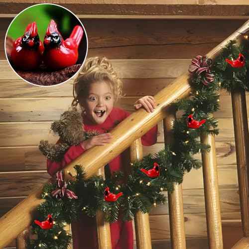 36pcs Mini Resin Red Cardinal Bird Figurines: Cardinal Decor, Mini Christmas Ornaments, Tiny Figurines for Tree, Home Accents, Gift, Garden Crafts