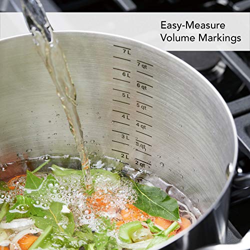 8-Quart Stainless Steel Stock Pot with Lid - Induction Compatible, Silver