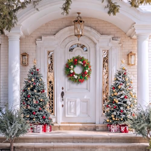 24 Inch Christmas Wreath - Holiday Xmas Decor for Front Door & Wall