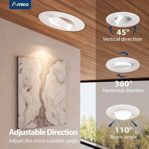 6 Inch Gimbal Eyeball LED Recessed Can Lights 5 CCT, 12 Pack